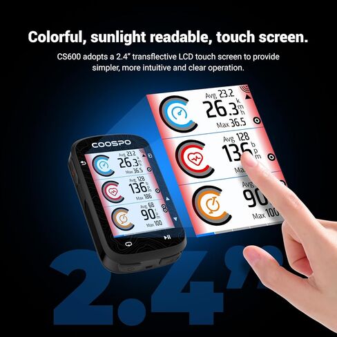 جهاز كمبيوتر COOSPO ملون بشاشة لمس GPS للدراجة CS600، عداد سرعة GPS لاسلكي IPX7 مقاوم للماء لركوب الدراجات مع حامل كمبيوتر أمامي للدراجة in Kuwait