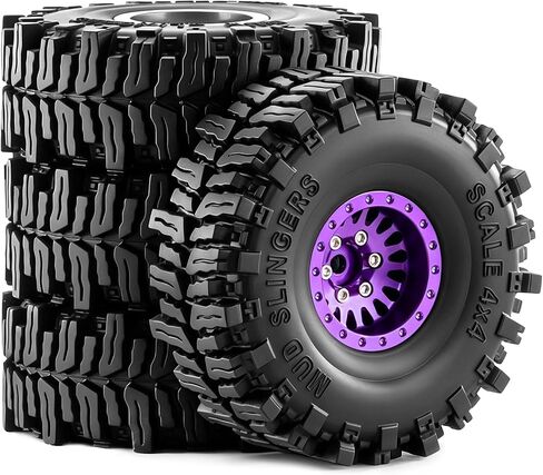عجلات وإطارات Beadlock RC مقاس 1.0 بوصة لزاحف 1/18 TRX4M، 1/24 Axai1 SCX24 RC، إطارات Beadlock 1.0 مع عجلات من سبائك الألومنيوم 1.0 إطارات Beadlock rc، 4 قطع (أرجواني) in Kuwait