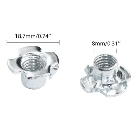 30 قطعة T-Nut M8×1.25 مم من الفولاذ الكربوني المطلي بالزنك 4 صواميل على شكل حرف T للخشب وحوامل التسلق والخزائن (M8) in Kuwait
