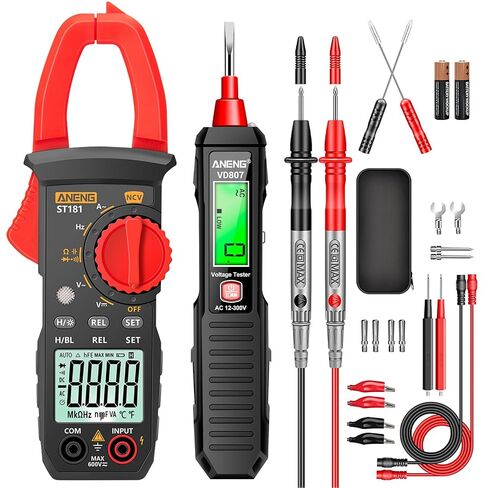 ST181 المشبك متر مع VD807 اختبار الجهد عدم الاتصال يقيس التيار المتردد، AC / DC الجهد، السعة، المقاومة، الثنائيات، استمرارية التردد الخلفي أدوات كهربائية، اختبار القلم بحجم الجيب in Kuwait