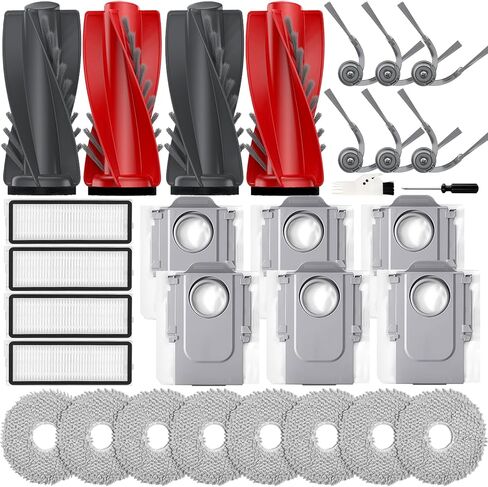 ملحقات SAROS 20 لـ Roborock SAROS 10R/Qrevo Edge 2/Qrevo CurvX/SAROS 20/Curv 2 Pro /Curv 2 Prox، قطع غيار SAROS 10R: فرشتان دوارتان، 6 فرش جانبية، 8 وسادات ممسحة، 4 مرشحات، 6 أكياس غبار in Saudi Arabia