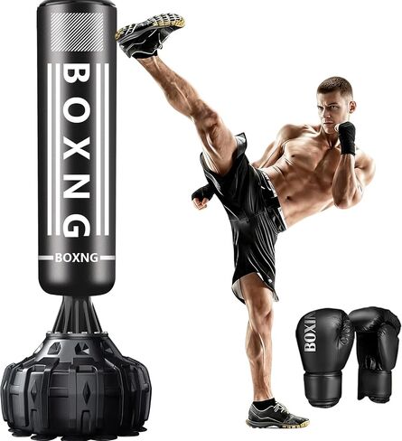 Freestanding Punching Bag with Boxing Gloves, Heavy Boxing Bag with Stand for Adult, Standing Kickboxing Bag in Kuwait