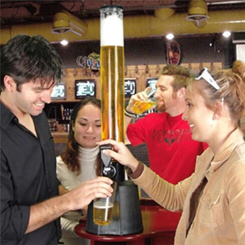 موزع برج المشروبات الشفاف بسعة 3 لتر من Beer Tower مع أنبوب ثلج متضمن، وصنبور متكامل سهل التنظيف ومزدوج الحركة in Kuwait