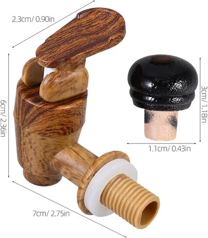 Wine Beer Dispenser Faucet Plastic Tap with Vintage Wood Handle, Airtight Beverage Spigot Replacement for Home Bar to Prevent Spills and Lock in Freshness in Kuwait