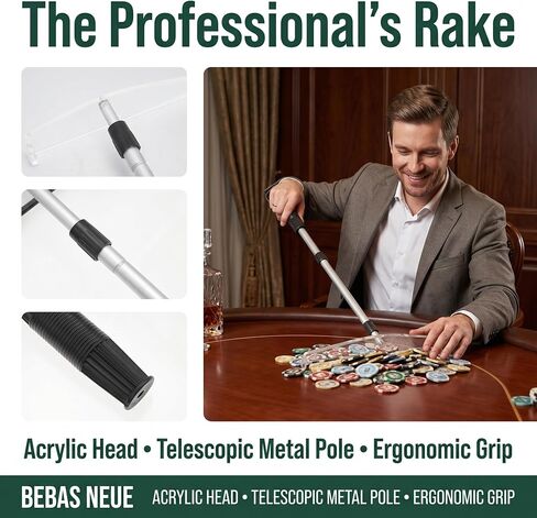 TOYANDONA Telescopic Poker Chip Rake, Retractable Croupier Stick, Professional Chip Collector and Pusher for Home Game, Texas Hold'em, Blackjack and Roulette Table Accessories in Kuwait