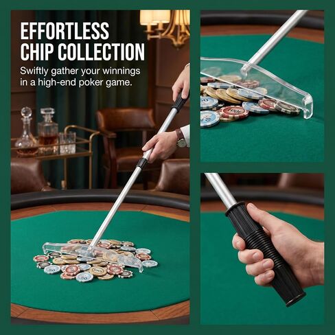 TOYANDONA Telescopic Poker Chip Rake, Retractable Croupier Stick, Professional Chip Collector and Pusher for Home Game, Texas Hold'em, Blackjack and Roulette Table Accessories in Kuwait