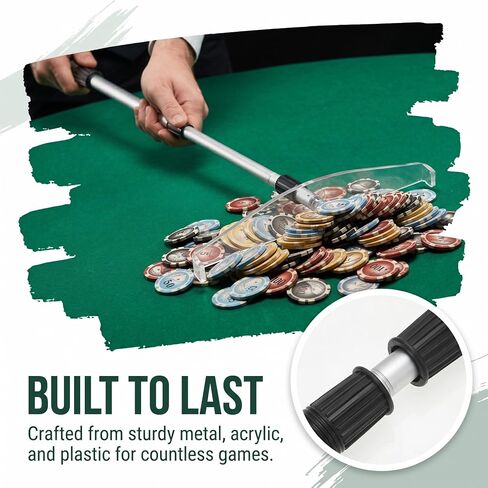 TOYANDONA Telescopic Poker Chip Rake, Retractable Croupier Stick, Professional Chip Collector and Pusher for Home Game, Texas Hold'em, Blackjack and Roulette Table Accessories in Kuwait