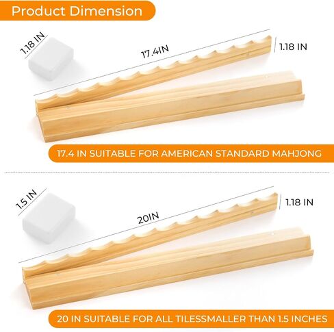 4PCS Wooden Scalloped Mahjong Racks with Magnetic Pushers, Natural Wood American Mahjong Tile Rack Set of 4, Modern Table Game Accessories for Mahjong Tiles（Natural,17.5 in Saudi Arabia