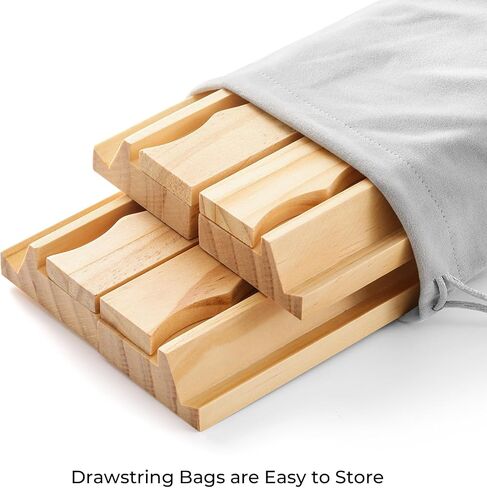 4PCS Wooden Scalloped Mahjong Racks with Magnetic Pushers, Natural Wood American Mahjong Tile Rack Set of 4, Modern Table Game Accessories for Mahjong Tiles（Natural,17.5 in Saudi Arabia