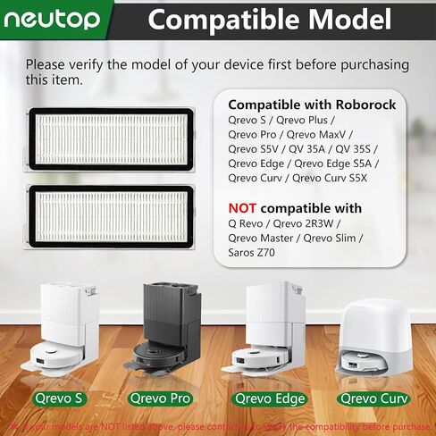 Replacement Filters Compatible with Roborock Qrevo S, Qrevo Plus, Qrevo Pro, Qrevo S5V, QV 35A, QV 35S, Qrevo Edge, Qrevo Edge S5A, Qrevo Curv, Qrevo Curv S5X, Robot Vacuums, 8-pack in Kuwait