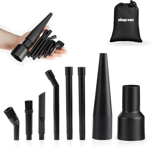 مجموعة فوهة التنظيف الصغيرة من Shop-Vac مع محول، ملحقات تنظيف تفصيلية مقاس 1-1/4 بوصة لمكنسة كهربائية صغيرة الحجم للمتجر الرطب والجاف، تتضمن حقيبة تخزين، 8 قطع in Kuwait