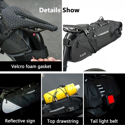 Waterproof Bike Saddle Bag Large Capacity 15L Bikepacking Bicycle Seat Bag for Road Mountain in Kuwait