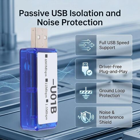 EBTOOLS USB المعزل الرقمي، 480Mbps عزل عالي السرعة مع حماية 3.75 كيلو فولت RMS لأجهزة USB الصناعية، واجهات الصوت والمناطق الحساسة للضوضاء (أزرق شفاف) in Kuwait