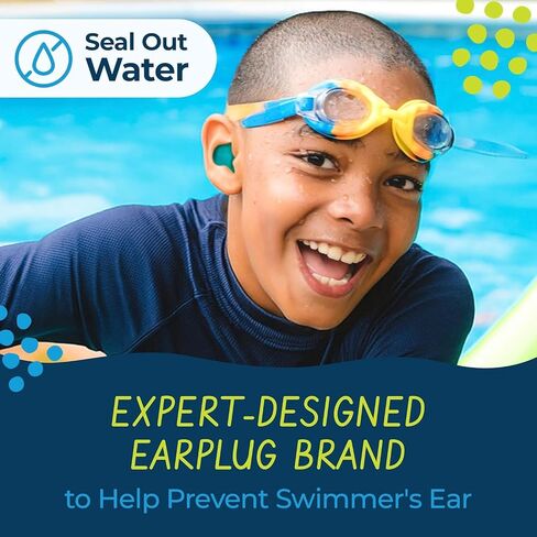 عصابة رأس Earvolution Ear-It Ultra للسباحة (متوسطة، حياة بحرية) وسدادات أذن سيليكون عائمة من المعجون (3 عبوات باللون الأرجواني/الأزرق المخضر/الأرجواني) حزمة حماية الأذن المائية للأطفال/الكبار in Kuwait