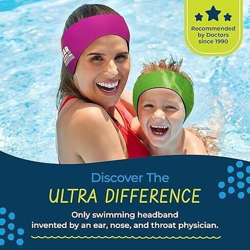 عصابة رأس Earvolution Ear-It Ultra للسباحة (متوسطة، مصبوغة باللون الأزرق) وسدادات أذن من السيليكون العائمة من المعجون (3 عبوات باللون الأزرق/الأصفر/الأخضر) حزمة حماية الأذن المائية للأطفال/الكبار in Kuwait
