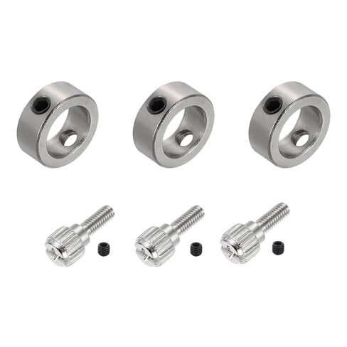PATIKIL 6pcs Set Screw Collars 10.05mm Bore Shaft Collars, 15mm OD, 6mm Height with 6pcs M4 Hand Screws, Landing Gear Stopper Wheel Collar, Silver in Kuwait