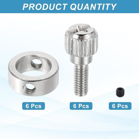PATIKIL 6pcs Set Screw Collars 10.05mm Bore Shaft Collars, 15mm OD, 6mm Height with 6pcs M4 Hand Screws, Landing Gear Stopper Wheel Collar, Silver in Kuwait