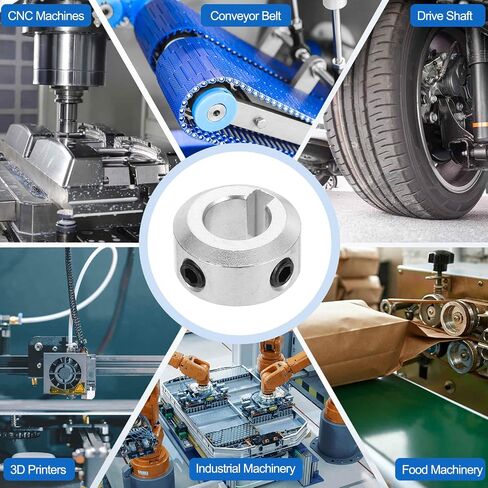 MECCANIXITY 4 حزمة رمح طوق، سبائك الألومنيوم 3/8 "تجويف رمح طوق المسمار نمط، 3/4" OD، 3/8 "مشبك طوق المحور السميك لأدوات آلة التصنيع باستخدام الحاسب الآلي، وتجميعات علبة التروس، واستخدام الصناعة in Kuwait