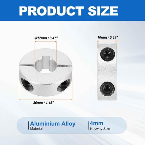 MECCANIXITY 2 حزمة رمح طوق، 1-1 / 4 "تتحمل طوق عمود مزدوج الانقسام، 2-3 / 16 "OD، 5/8" سميكة الألومنيوم لقط قفل الياقات لأدوات آلة CNC، استخدام الصناعة in Kuwait