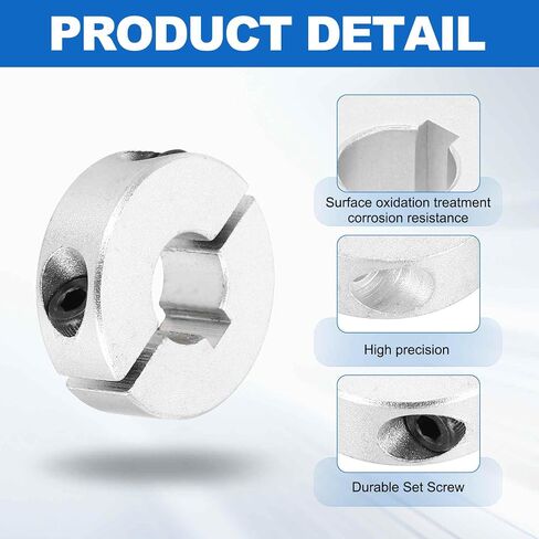MECCANIXITY 2 حزمة رمح طوق، 1-1 / 4 "تتحمل طوق عمود مزدوج الانقسام، 2-3 / 16 "OD، 5/8" سميكة الألومنيوم لقط قفل الياقات لأدوات آلة CNC، استخدام الصناعة in Kuwait