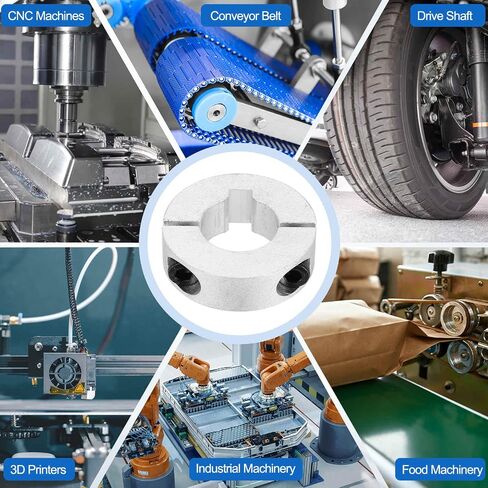 MECCANIXITY 2 حزمة رمح طوق، 1-1 / 4 "تتحمل طوق عمود مزدوج الانقسام، 2-3 / 16 "OD، 5/8" سميكة الألومنيوم لقط قفل الياقات لأدوات آلة CNC، استخدام الصناعة in Kuwait