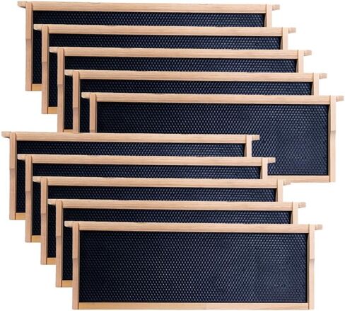 20 Pack Honey Bee Frames with 100% Beeswax Coated Food Grade Foundation Sheets, Complete Unassembled Medium Super Beehive Frames and Foundations in Kuwait