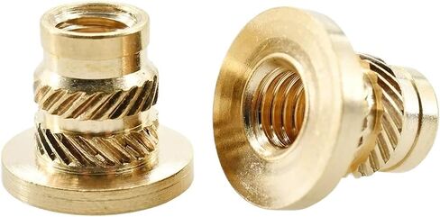Threaded Insert Knurled Nuts M2-M8 Brass Hot Melt Flange Nut Metric Thread Heat Molding Embed T-Type Copper Nutsert(M5xL9.5xOD6.5) in Saudi Arabia