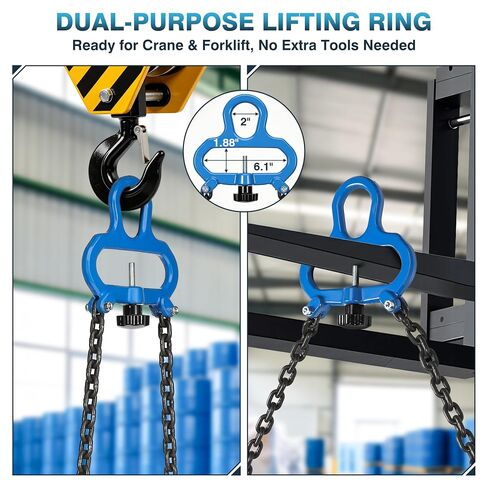 IRONWALLS Chain Drum Lifter with 2200 LBS / 1 Ton Capacity, Drum Lifter Chain Sling with 2 Self-Locking Hooks, for 30 & 55 Gallon Metal/Plastic Drums Barrels, Fits for Crane Hoist, Forklift in Saudi Arabia