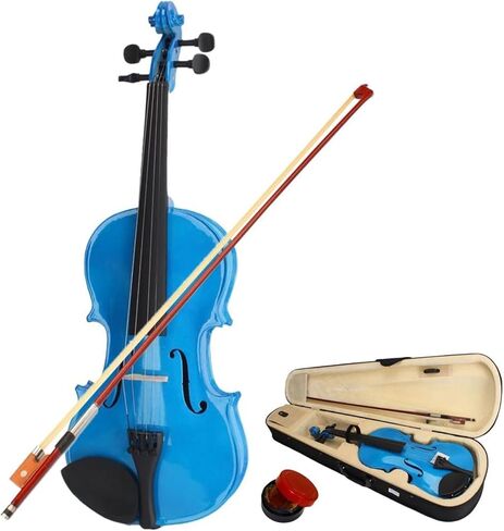 violin; Natural solid wood satin acoustic violin entry-level kit in deep blue (3/4) in Saudi Arabia