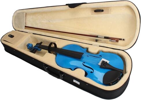 violin; Natural solid wood satin acoustic violin entry-level kit in deep blue (3/4) in Kuwait