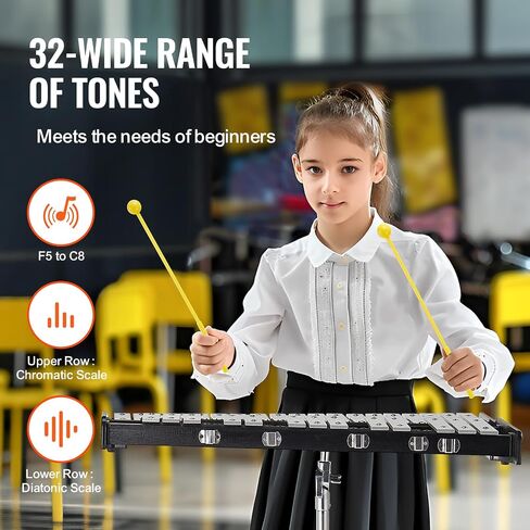 مجموعة Happybuy Professional 32 Note Glockenspiel Xylophone مع حامل وحقيبة in Saudi Arabia