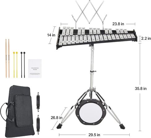مجموعة Happybuy Professional 32 Note Glockenspiel Xylophone مع حامل وحقيبة in Saudi Arabia