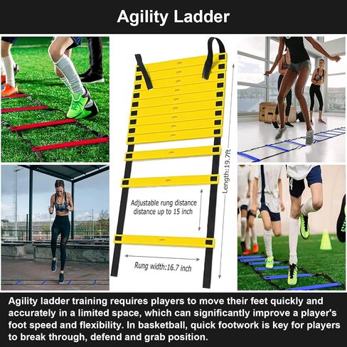 Basketball Training Equipment, Agility Footwork Training Mat, Dribble Trainer, Basketball Practice Aids with Training Mat, Agility ladder, Grip Strengthener, Resistance Bands in Kuwait