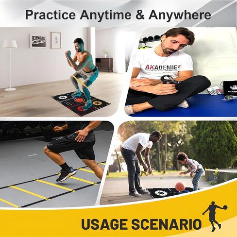 Basketball Training Equipment, Agility Footwork Training Mat, Dribble Trainer, Basketball Practice Aids with Training Mat, Agility ladder, Grip Strengthener, Resistance Bands in Kuwait