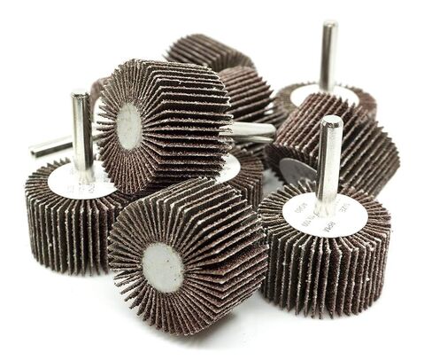 Benchmark Abrasives 1-1/2" x 1" Aluminum Oxide Flap Wheel with 1/4" Shank Mounted, Perfect for Woodworking Grinding Polishing Rust Paint Removal (10 Pack) - 80 Grit in Kuwait