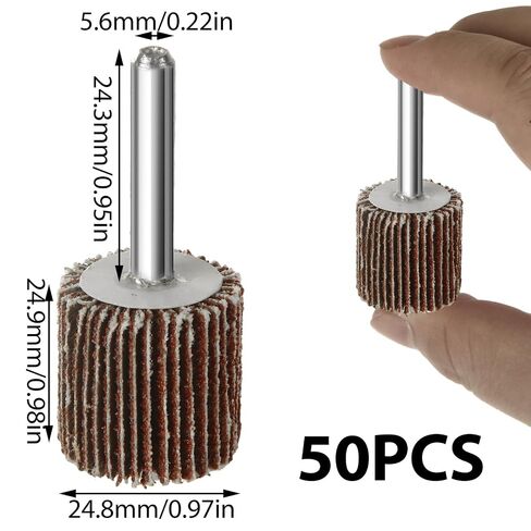 50 Pack Abrasive Flap Wheel Sande 1" x 1" x 1/4" Shank Flap Wheels, 80 Grit Aluminum Oxide Flap Wheel Sander for Drill in Kuwait
