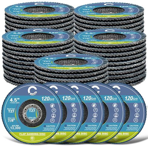 50 Pack 4 1/2" Flap Discs for Angle Grinder, T27 80 Grit Zirconia Flap Discs 4 1/2 for Metal, Wood, Stainless Steel, Durable Grinding Wheels for Surface Preparation and Finishing in Kuwait