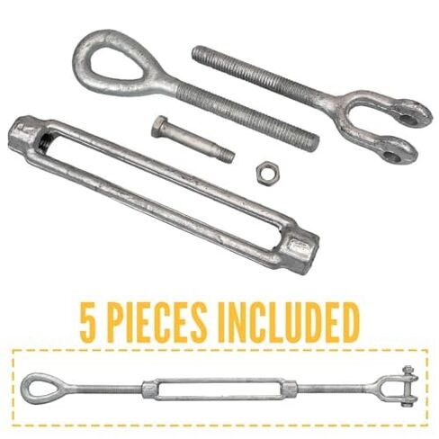 US Cargo Control 3/4 Inch x 12 Inch Jaw and Eye Galvanized Turnbuckle, Working Load Limit 5,200 Pounds, 4 Pack, Uses: Tower, Suspension, Mining, Rigging, Tensioning in Kuwait
