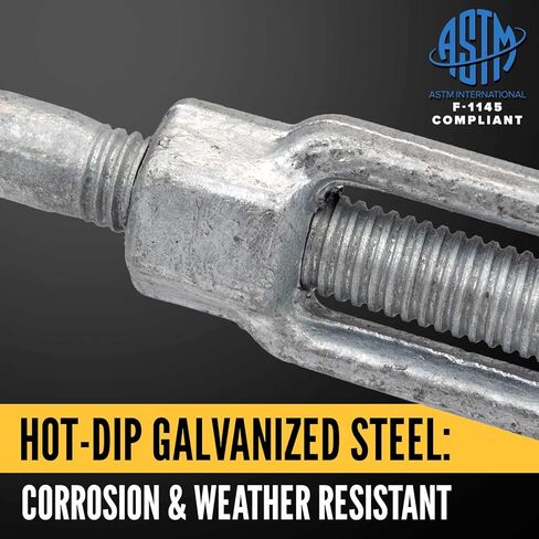 US Cargo Control 1-1/4 Inch x 18 Inch Jaw and Eye Galvanized Turnbuckle, Working Load Limit 15,200 Pounds, Uses: Tower, Suspension, Mining, Rigging, Tensioning in Kuwait