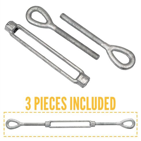 US Cargo Control 1-1/4 Inch x 24 Inch Eye and Eye Galvanized Turnbuckle, Working Load Limit 15,200 Pounds, Uses: Tower, Suspension, Mining, Rigging, Tensioning in Kuwait