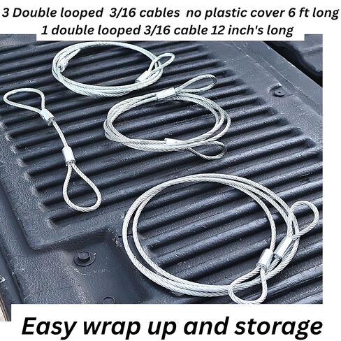 3/16" Steel Cable with Loops – 3 Pack of 6 ft Double-Looped Galvanized Utility Cables + Bonus 12" Loop for Equipment Tethering, Farm, Fence Repair & Workshop Use in Kuwait