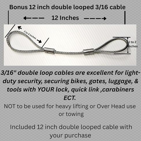 3/16" Steel Cable with Loops – 3 Pack of 6 ft Double-Looped Galvanized Utility Cables + Bonus 12" Loop for Equipment Tethering, Farm, Fence Repair & Workshop Use in Kuwait