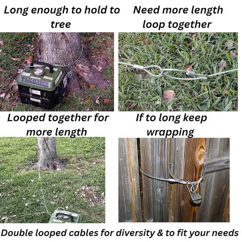 3/16" Steel Cable with Loops – 3 Pack of 6 ft Double-Looped Galvanized Utility Cables + Bonus 12" Loop for Equipment Tethering, Farm, Fence Repair & Workshop Use in Kuwait