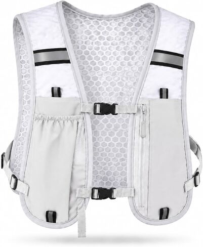 Running Vest for Women & Men, Hydration Vest with Water Bottle Holder and Zipper Phone Pocket, Lightweight Breathable Reflective Running Vest for Marathon. in Kuwait