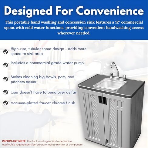 Portable Sink – Single Basin Portable Handwashing Station with Cold Water | Portable Sink for Washing Hand – Portable Hand Washing for Food Truck, Concession Stands or Commercial Use in Saudi Arabia