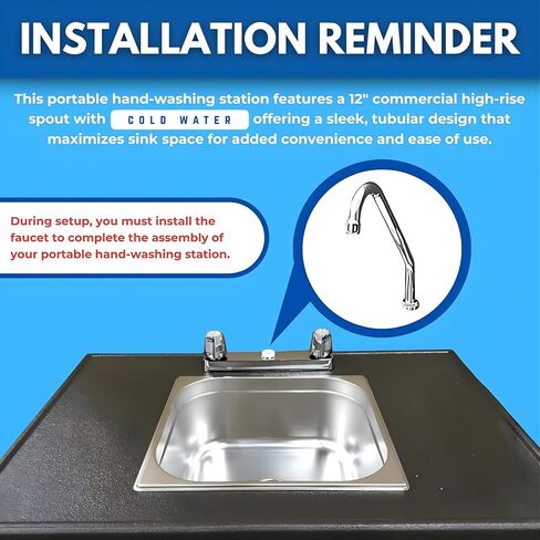 Portable Sink – Single Basin Portable Handwashing Station with Cold Water | Portable Sink for Washing Hand – Portable Hand Washing for Food Truck, Concession Stands or Commercial Use in Saudi Arabia
