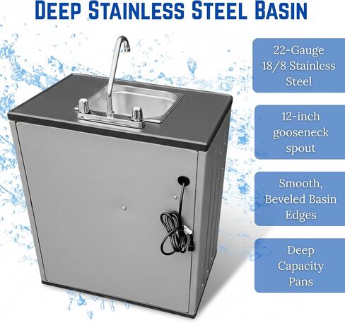 Portable Sink – Single Basin Portable Handwashing Station with Cold Water | Portable Sink for Washing Hand – Portable Hand Washing for Food Truck, Concession Stands or Commercial Use in Saudi Arabia