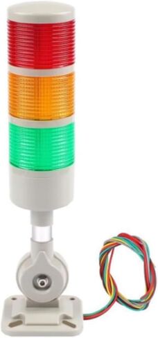 LED Signal Tower Light, 3 Layer 12-24V DC Industrial Warning Beacon | Stack Warning Light with Buzzer Alarm, Rotatable Base, Flashing Continuous Modes, Industrial Machine Signal Indicator Lamp in Kuwait