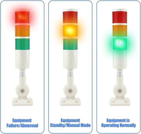 LED Signal Tower Light, 3 Layer 12-24V DC Industrial Warning Beacon | Stack Warning Light with Buzzer Alarm, Rotatable Base, Flashing Continuous Modes, Industrial Machine Signal Indicator Lamp in Kuwait