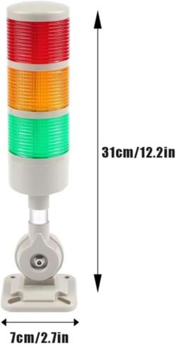 LED Signal Tower Light, 3 Layer 12-24V DC Industrial Warning Beacon | Stack Warning Light with Buzzer Alarm, Rotatable Base, Flashing Continuous Modes, Industrial Machine Signal Indicator Lamp in Kuwait